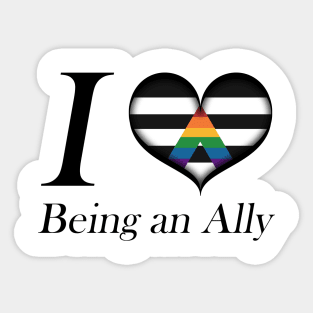 I Heart Being an Ally Design Pride Flag Colored Heart Sticker